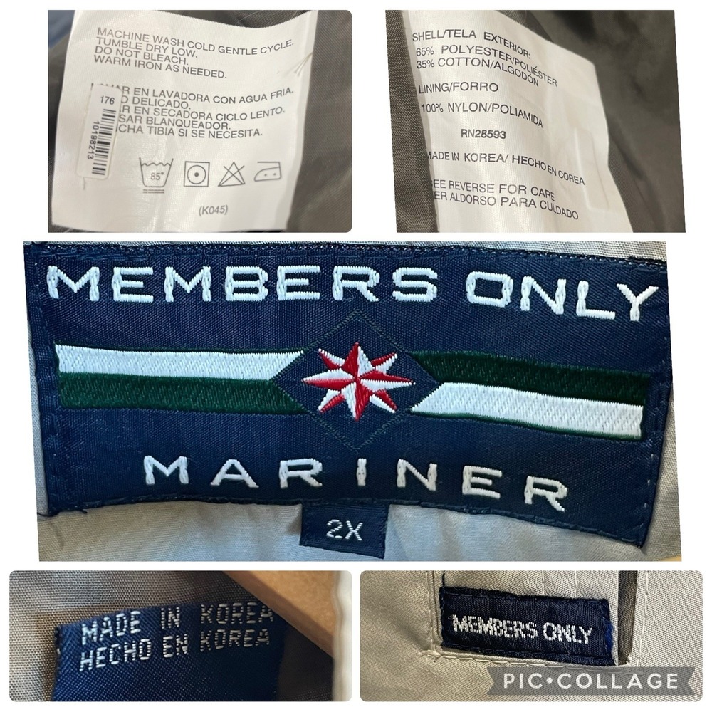 Vintage Members Only Mariner Mens 2X Jacket‎ Beige Full Zip Lined Windbreaker - Picture 7 of 16